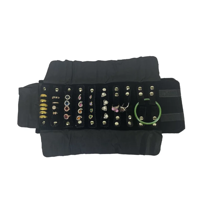 Jewelry Storage Flannel Roll Bag Ring Bracelet Out Portable Collection Roll Bag Multifunctional Storage Jewelry Bag
