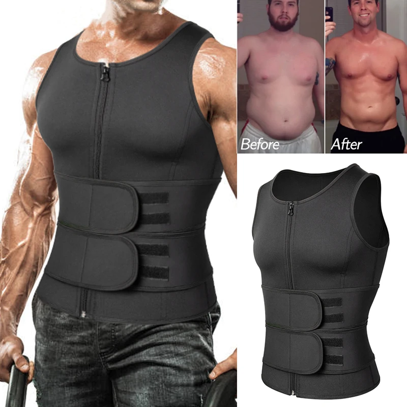 

Men Body Shaper Waist Trainer Girdle Your Abdomen Sweat Vest Slimming Underwear Weight Loss Shirt Fat Burner Workout Tank Tops