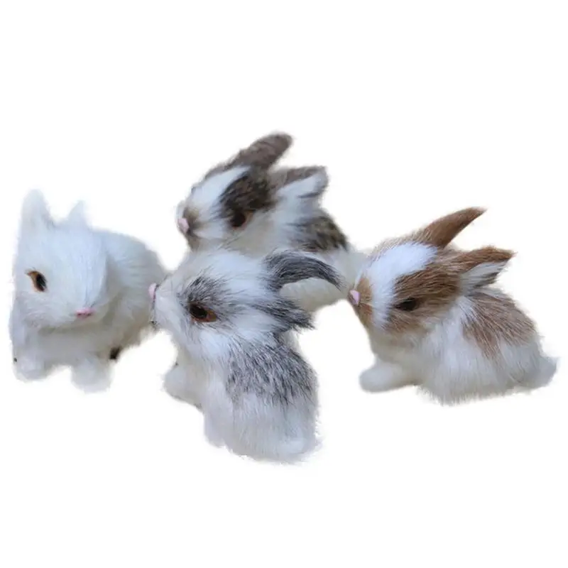 

Bunny Toy Faux Plush Rabbit Faux Fur Lifelike Animal Easter Bunny Model Decorations For Party Favors