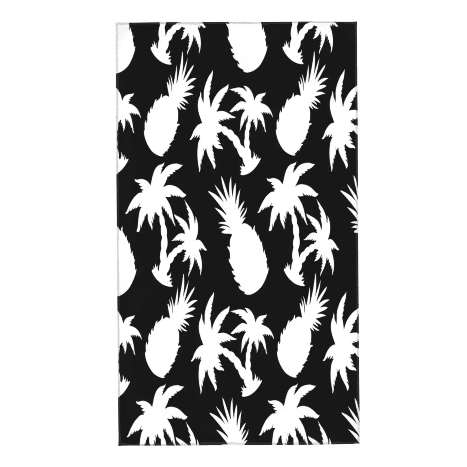 

Полотенце для лица, кокосовые пальмы и ананасы в черно-белом цвете, мягкое летнее банное полотенце для отелей, спа, спортивное полотенце для ...