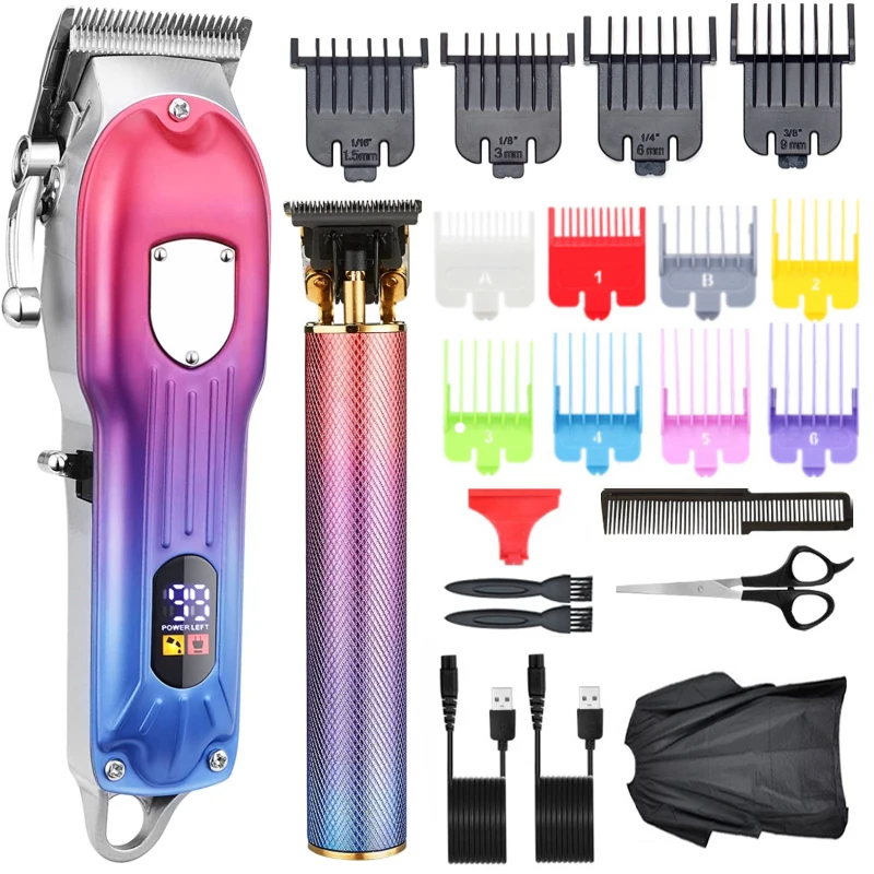 

2022 Hair Clipper Set Electric Hair Clipper Cordless Shaver Trimmer 0mm Men's Hair Cutting Machine Men's Rechargeable