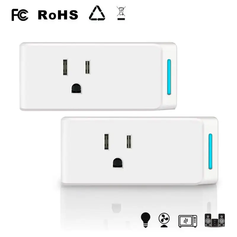 

Dual Usb Smart Wall Socket Ac100-240v 10a Smart Plug Remote Control Smart Home Work With Alexa And Google Home Timing Function