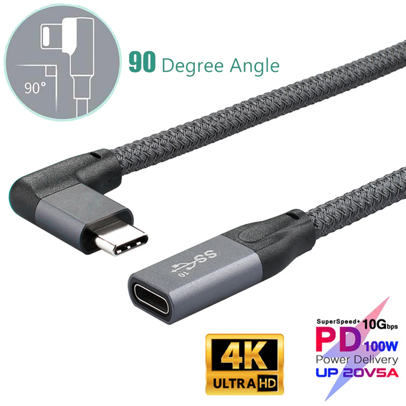 

100W USB 3.1 To USB Type C Cable USBC PD Fast Charger Cord Curved USB-C 5A Type-C Cable For Xiaomi For Samsung For Macbook IPad