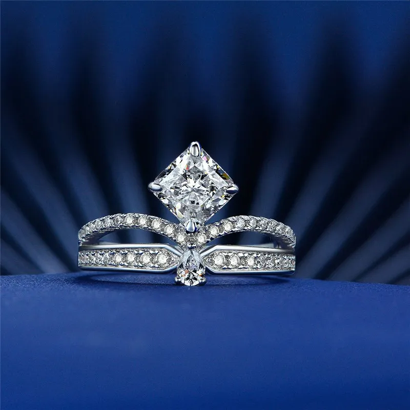 

Luxury Minimalist Crown Goddess Micro-set Fairy Zircon Ring Fashion Engagement Couple Girlfriends Jewelry Accessories