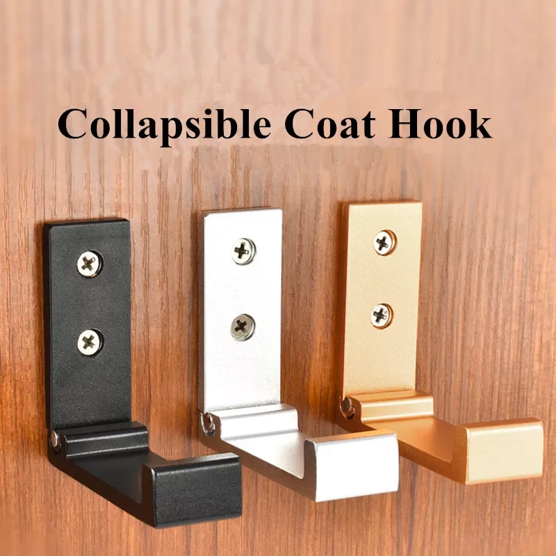 

Black Aluminum Collapsible Robe Hook Cloth Hook Hanger Wall Hanging Hook Rustic Key Coat Hook Bag Hat Hanger Rustic for Bathroom