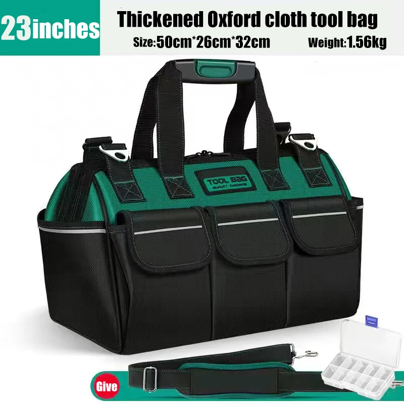 Сумка для инструментов электрика со светоотражающей полосой, износостойкая водонепроницаемая сумка-тоут из ткани Оксфорд с несколькими карманами для хранения