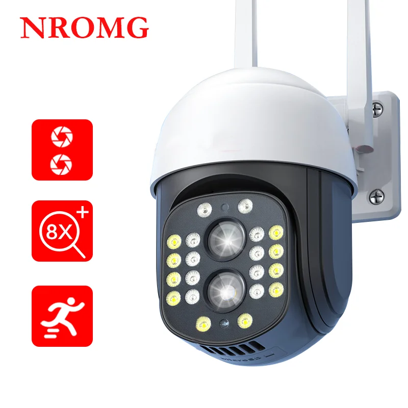 

2K 4MP PTZ Camera Outdoor Dual Lens WiFi Auto Tracking Outdoor Surveillance AI Human Detection Color Night Vision 10X Zoom Cam