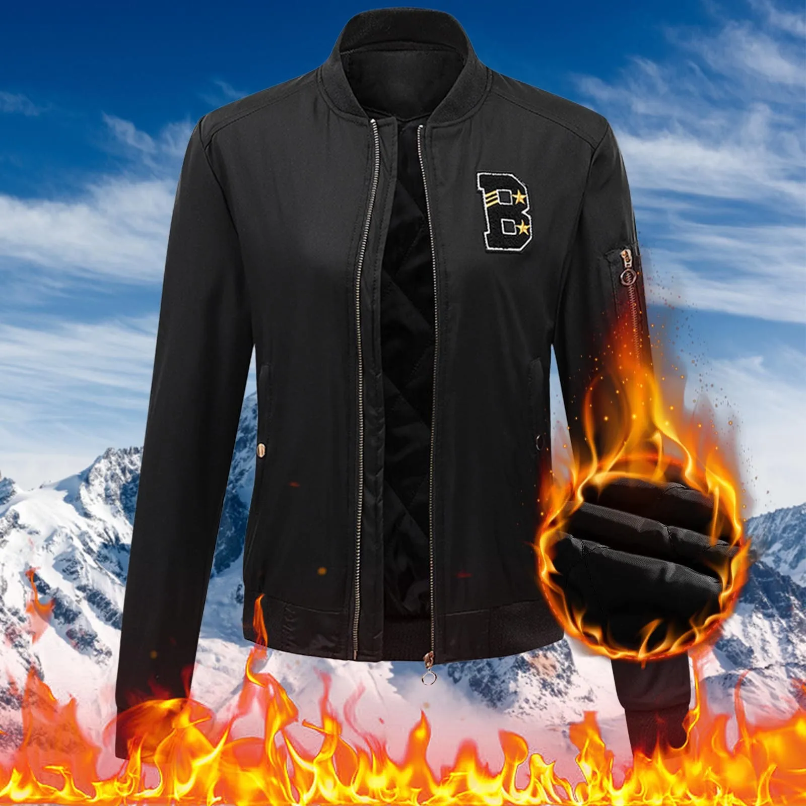 

Womens Jacket Baseball Padded Thick Thick Warm Casual Womens Jacket Denim Sweatshirt Jacket for Women Half Jean Jacket for Women