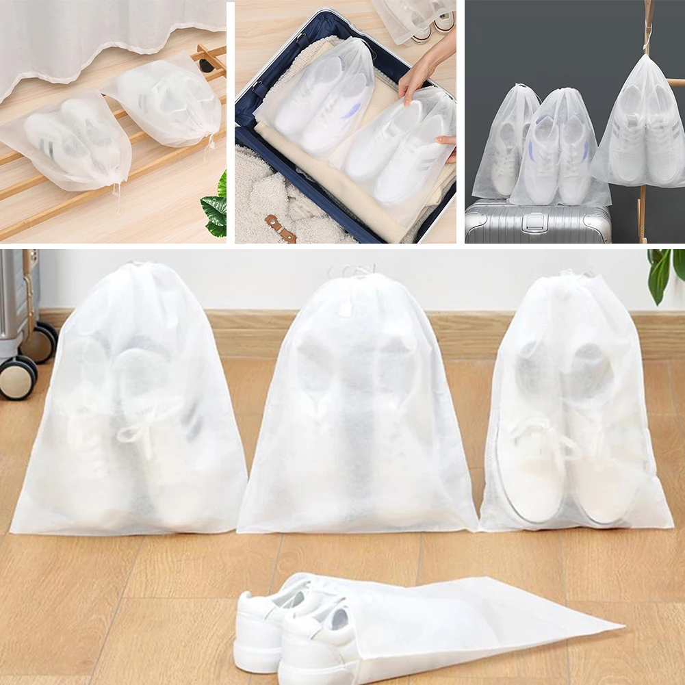 

10Pcs/Set Shoe Dust Covers Non-Woven Dustproof Drawstring Clear Storage Bag Travel Pouch Shoe Bags Drying Shoes Protect