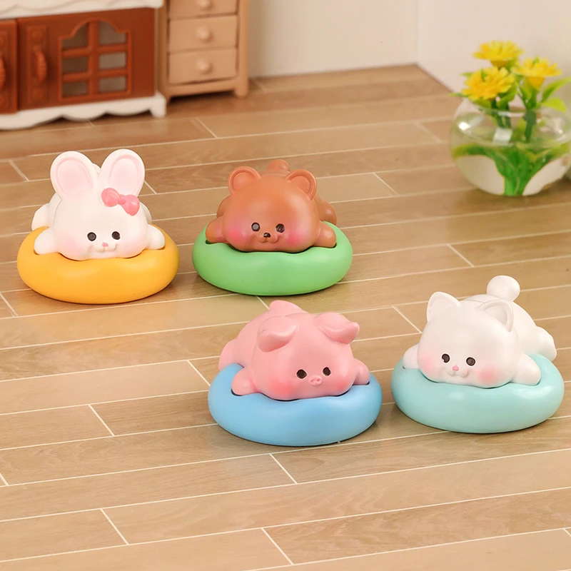 Миниатюрная фигурка из смолы в виде спящего кота собаки свиньи кролика украшение