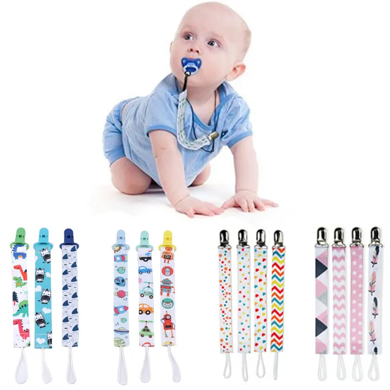 

1 Pack Baby Pacifier Clip Chain Ribbon Holder Pacifier 4 Pcs Soother Clips Leash Belt Nipple Holder For Infant Feeding