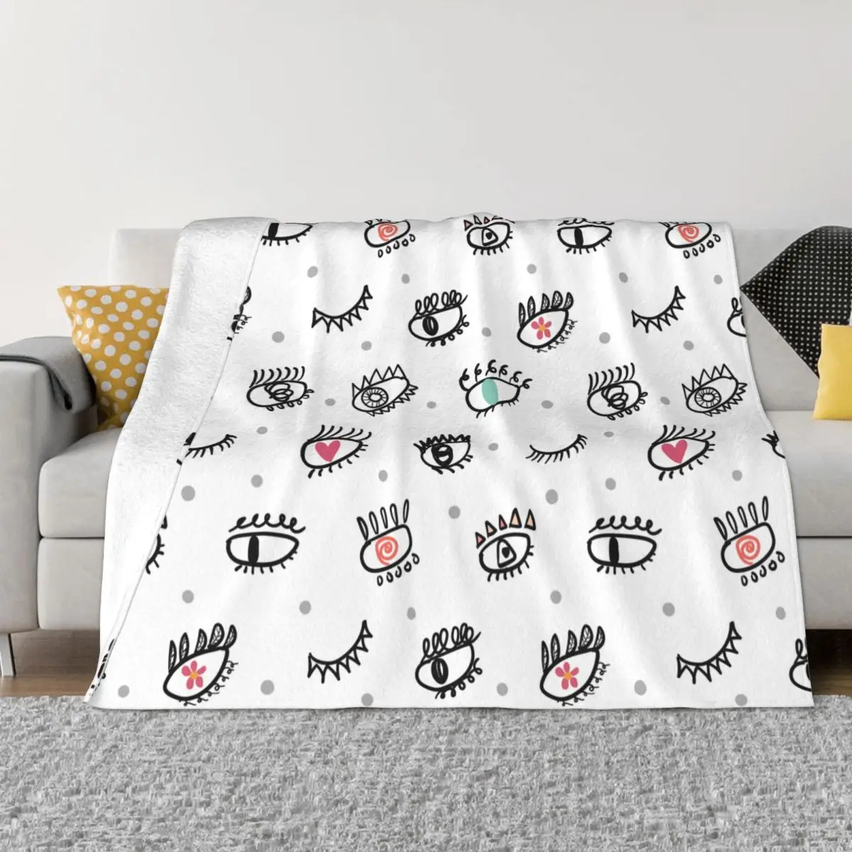 Красивое вязаное одеяло с изображением ресниц Морской глаз фланелевое в стиле