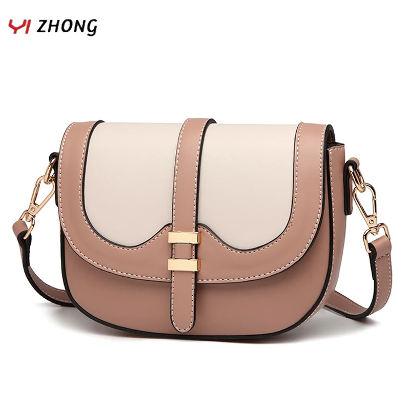 

Leather Panelled Small Saddle Purses and Handbags Luxury Designer Fashion Shopper Crossbody Bag Female Satchels Shoulder Bag