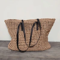 woven straw beach bags summer women handmade large capacity handbag bohemian travel female shopper shoulder bag casual tote