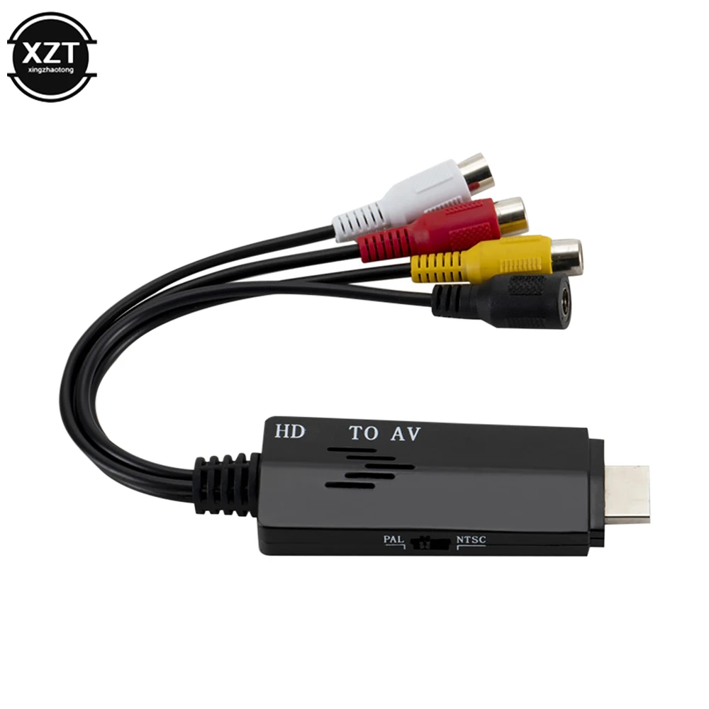 1080PHD HDMI-compatible to AV RCA Cable Black Converter Adapter Cable STB to Old TV HDMI-compatible Input RCA Output port