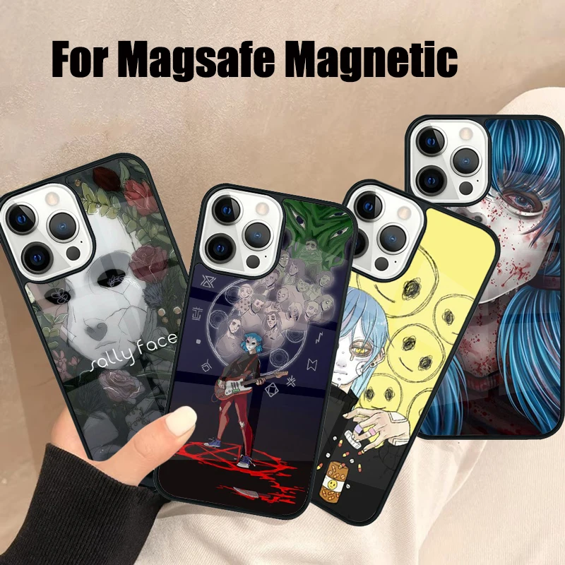 Чехол для телефона Sally Face Magsafe iPhone 16 15 14 13 12 11 Pro Max Plus зеркальный беспроводной