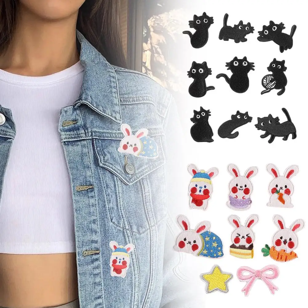 

Cute Animal Patch Rabbit Cat Patches For Clothing Embroidered Patches On Clothes Cat Cartoon Embroidery Patch For Clothes B C2Q9