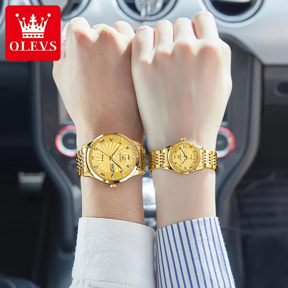OLEVS 6630 Full-automatic Fashion Couple  Wristwatch Waterproof Automatic Mechanical Stainless Steel Strap Watches for Couple
