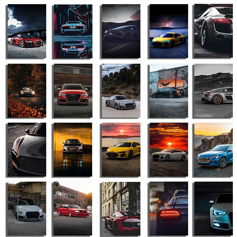 

Audi Quattro Supercars Series RS3/R8 Cool Luxury Sports Car Poster Prints Canvas Painting Wall Art Pictures Bedroom Home Decor