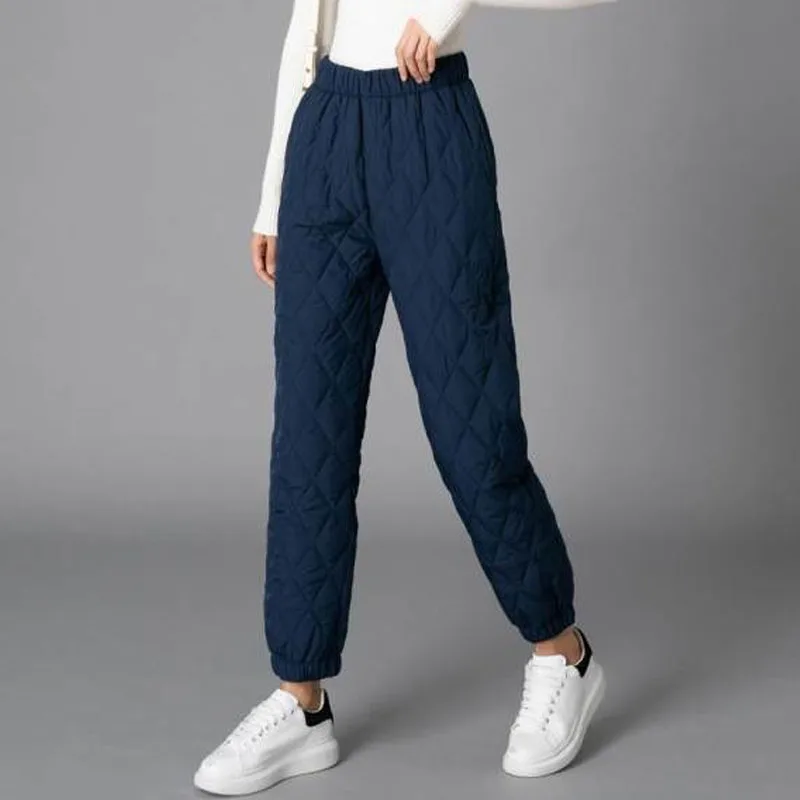 

Winter Thick Harem Pants Spoty White Cotton Pants for Women Solid Casual Trousers Warm Oversized Sweatpants Pantalon Femme 24178