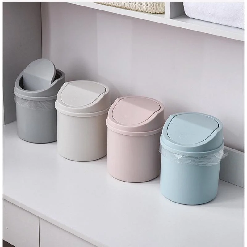 

Mini Desktop Bin Small Trash Can Tube 1Pcs with Cover Bedroom Trash Can Garbage Can Clean Workspace Storage Box Home Desk