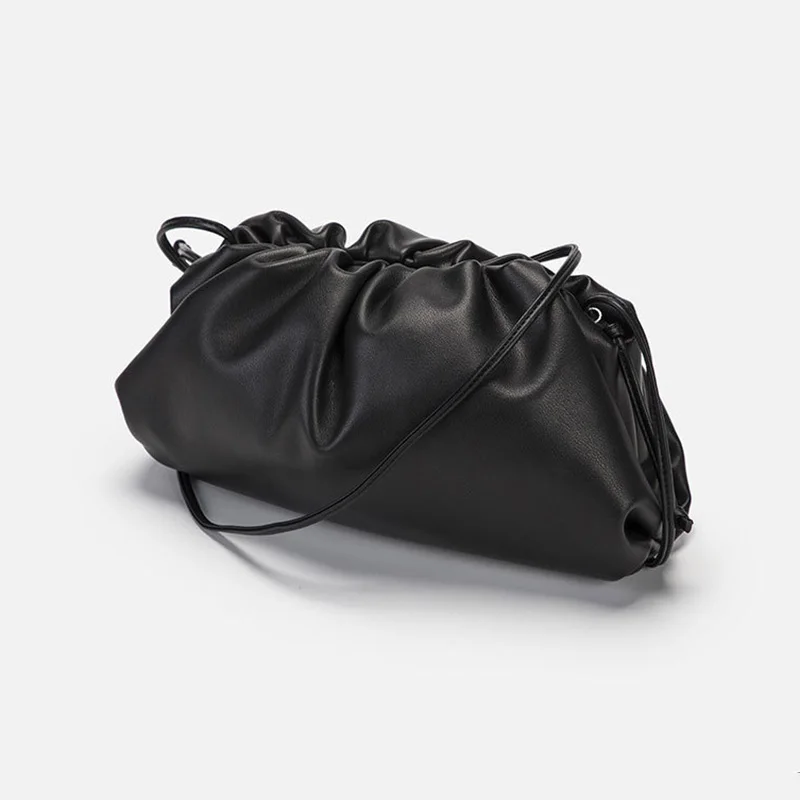 2023 New Arrivals Genuine Cow Leather Handbags Women Clutch Bag Soft Leather Shoulder Bags Folds S4357