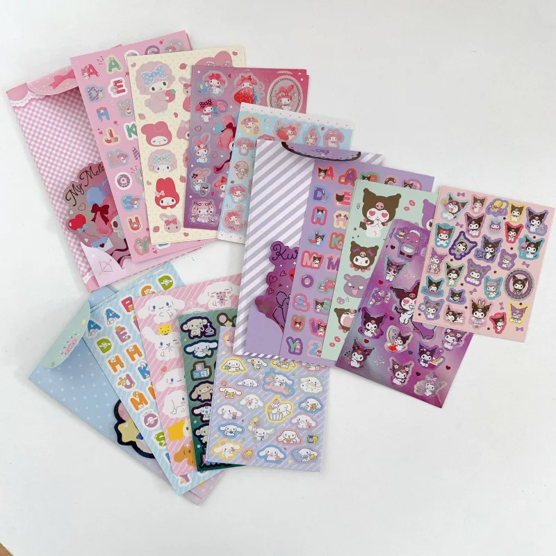 

Kawaii Sanrio Sticker Cute Hellokittys Kuromi My Melody Cinnamoroll Cartoon Girl Heart Diy Sticker Set Stationery for Girls Gift