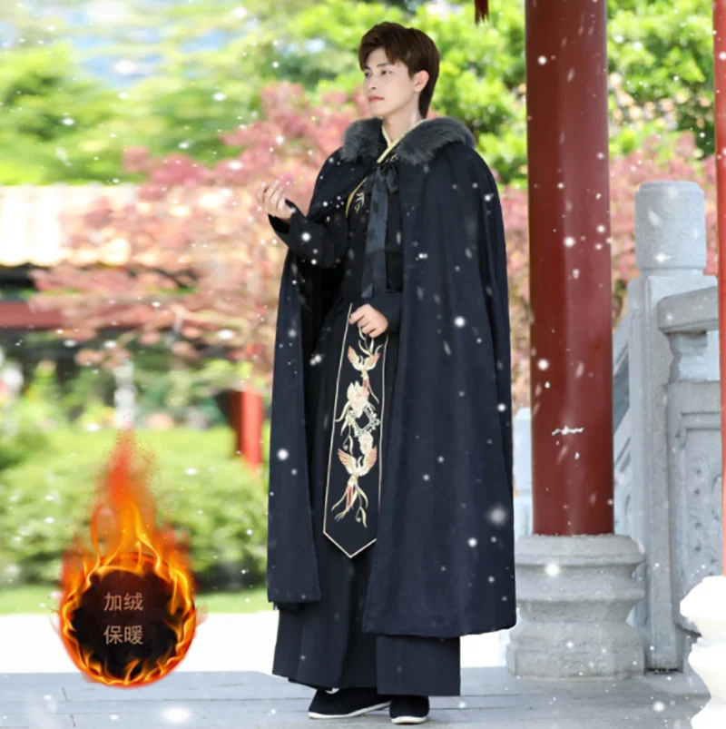 Мужское платье для косплея Hanfu в старинном китайском стиле черное на шнуровке