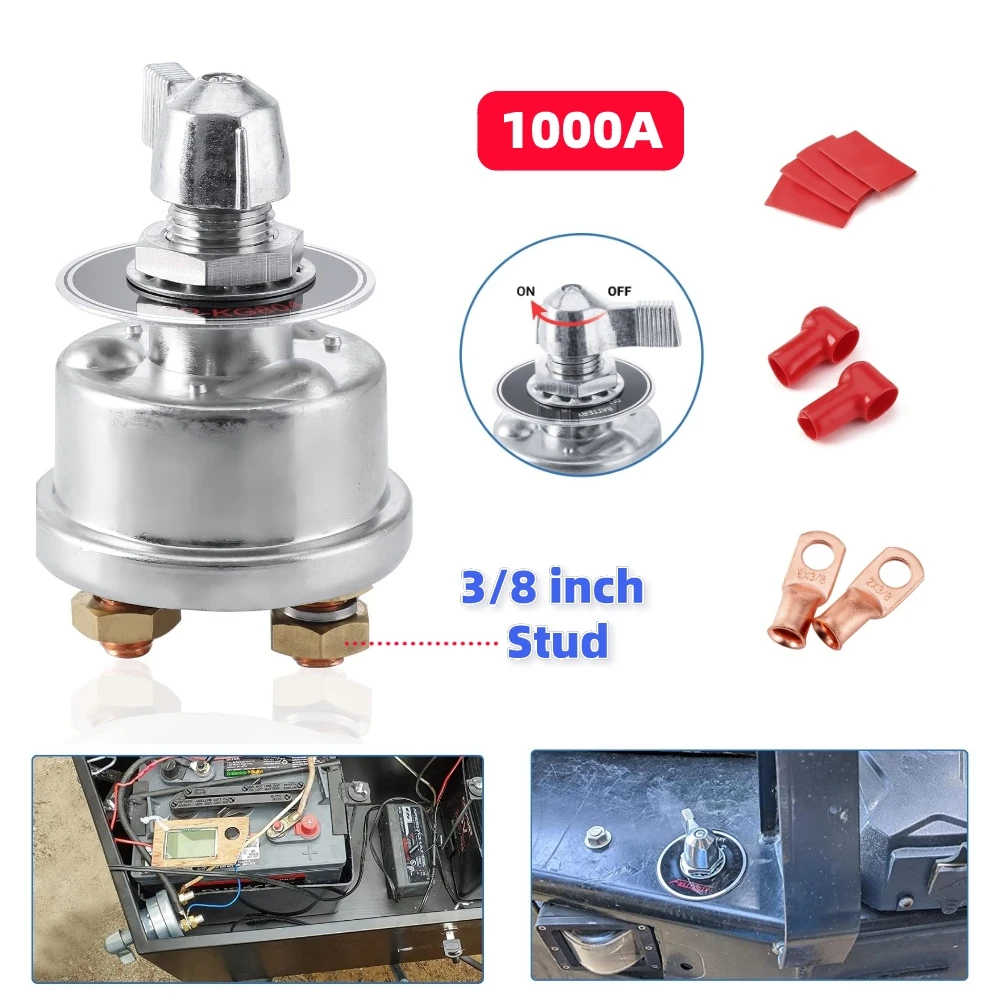 

1000A Car Rotary Battery Isolator Switch Kit 48V High Current Main Marine Battery Disconnection Kit for Boat Car RV Camper