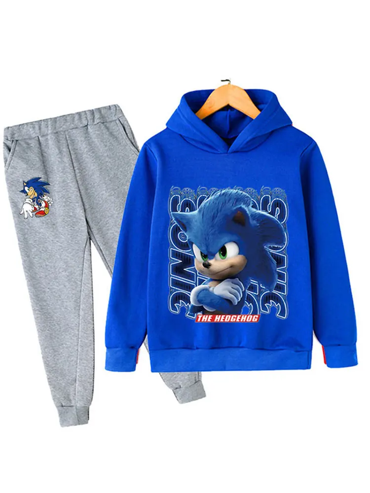 2022 Autumn Cotton Long Sleeves Hoodies Clothes Tops + Pants Baby Toddler Boy Clothing Sets Children Boys Sonic Outfits Suits
