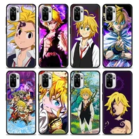 seven deadly sins meliodas anime silicone phone case for xiaomi redmi note 9 9t 10 10s 11 11s 11e 8 7 poco m3 m4 pro cover cases