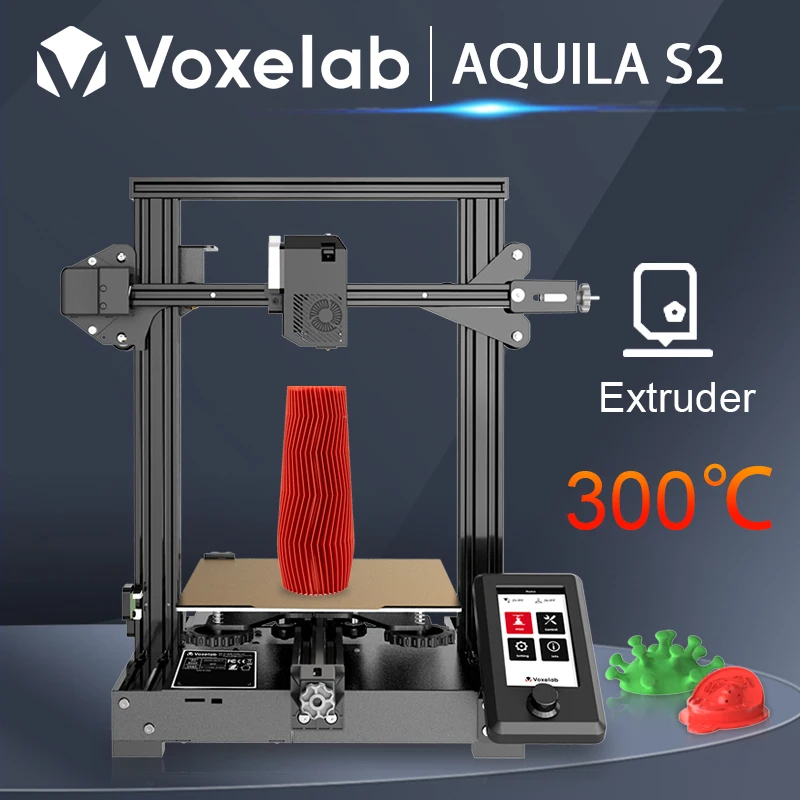 Buy Voxelab Newest FDM 3D Printer Aquila S2 300℃ Direct Extruder High Temperature Printing with N32 Mainboard DIY 3d Printer