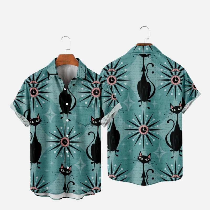 

Men's Hawaiian T-Shirt Y2K Hombre Fashion Shirt Retro Pattern 3D Print Cozy Casual Short Sleeve Beach Oversized Clothes 4