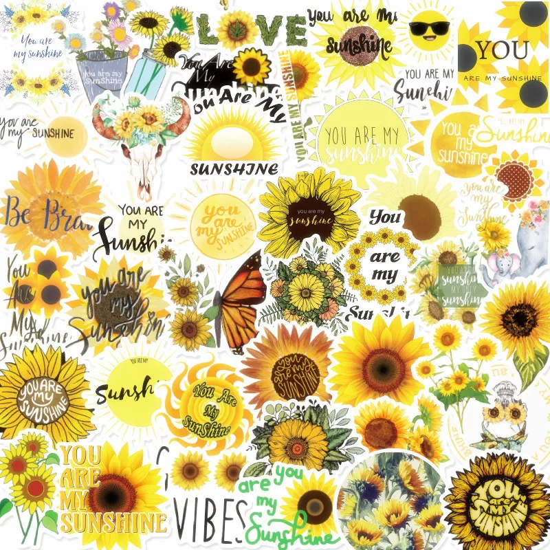 

10/30/50PCS Cute Sun Flower Graffiti Sticker Kawaii Material Suitcase Notebook Album Sticker Aesthetic Stationary