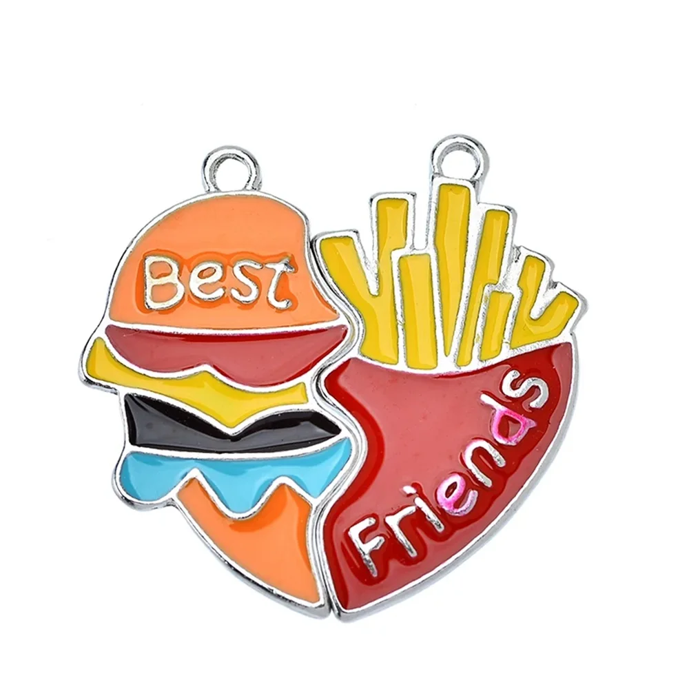 2-пара эмалированное ожерелье с подвеской в форме лучшего друга навсегда