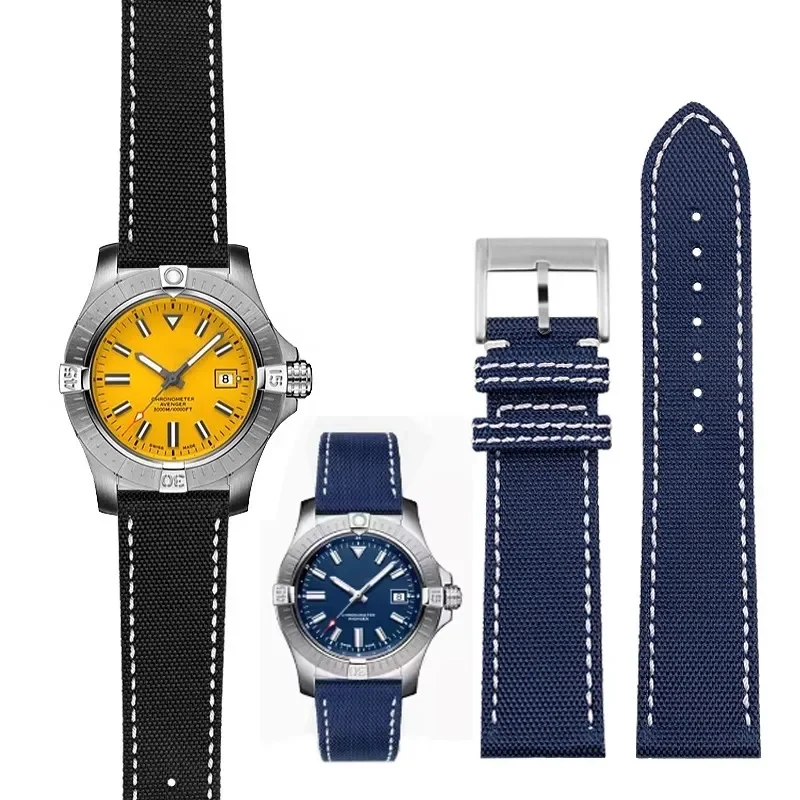 Фото Ремешок для часов Breitling Avenger Deep Dive Sea Wolf Yellow Wolf, нейлоновый высококачественный ремешок для часов Super Ocean, нижний ремень 22 мм №5