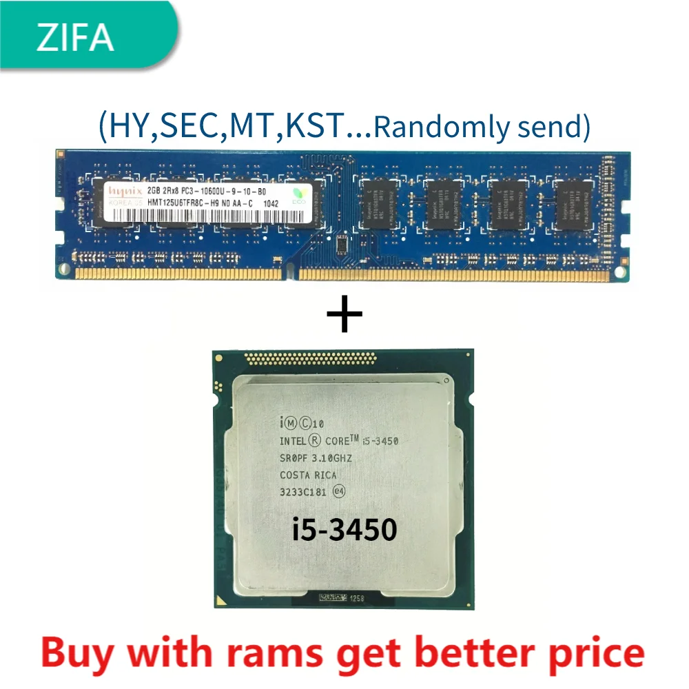 

DDR3 2G 1333Mhz with i5-3450 3.1 GHz Quad-Core Quad-Thread CPU Processor 6M 77W LGA 1155
