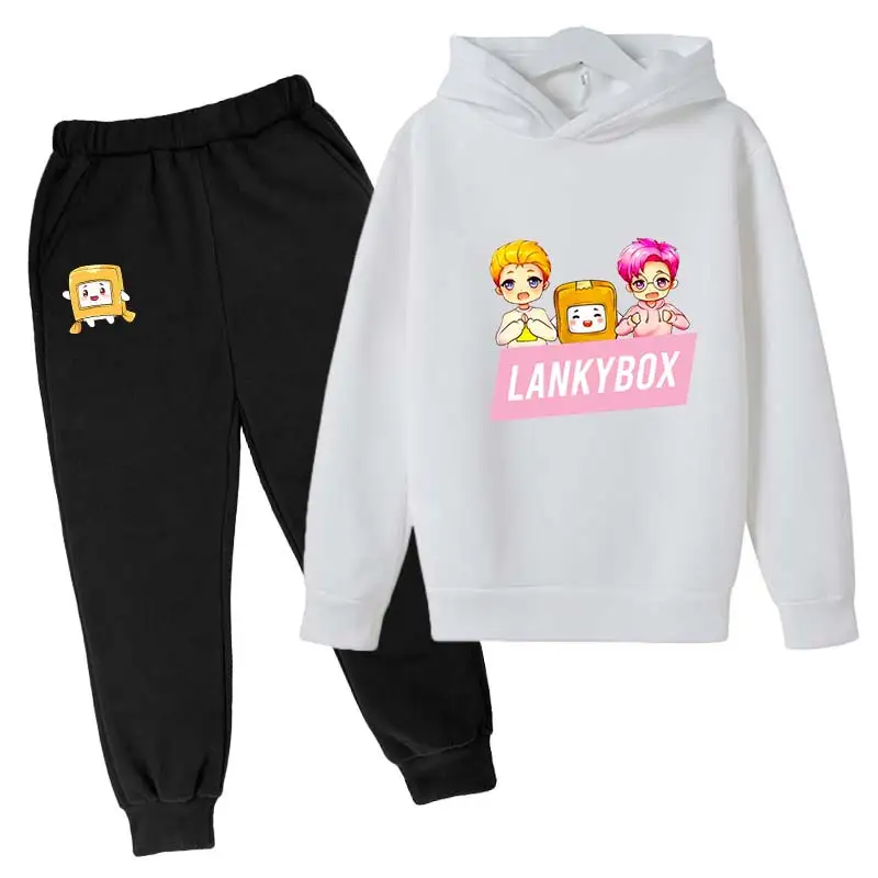 

Cartoon Lanky Box Lankybox Kids Hoodies for Boys Girls cosplay anime Pullover Hooded pant set Sweatshirt Children Clothes