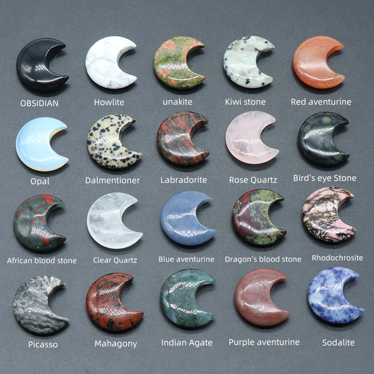 

Natural Stone Ornament Moon Shaped Gemstone Healing Landscape for Jewelry Making Fish Tank Study Meeting Room Accessories