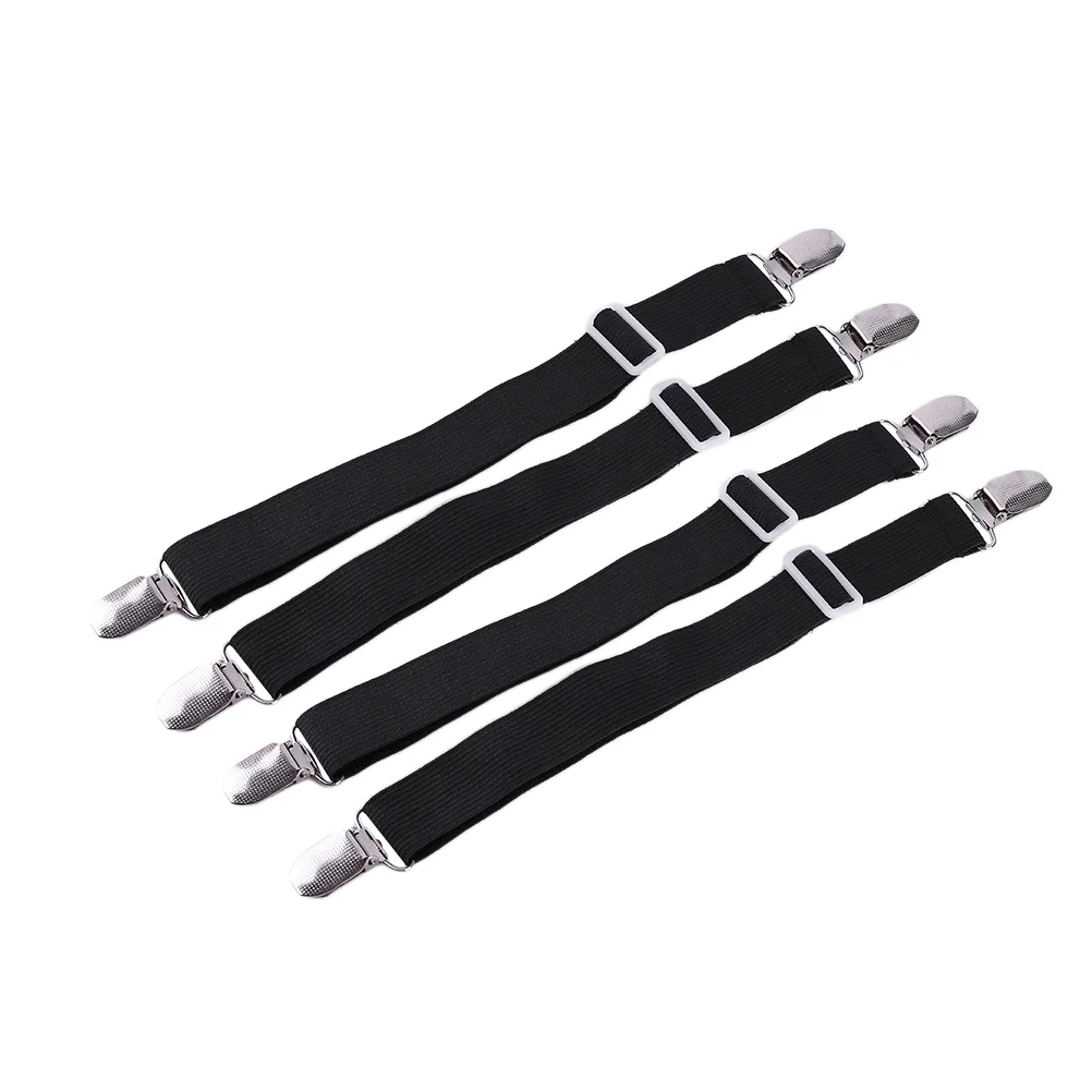 

4pcs Bed Sheet Adjustable Fasteners Suspenders Gripper Elastic Straps Clips for Various Bed Sheets Mattress Beach Forceps