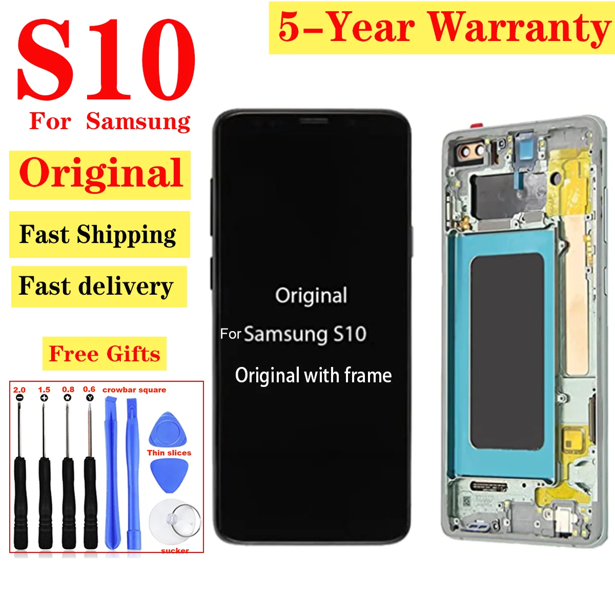 Original Screen With Frame For Samsung Galaxy S10 SM-G973F SM-G973U SM-G973W LCD Display Touch Digitizer Assembly Repair Parts