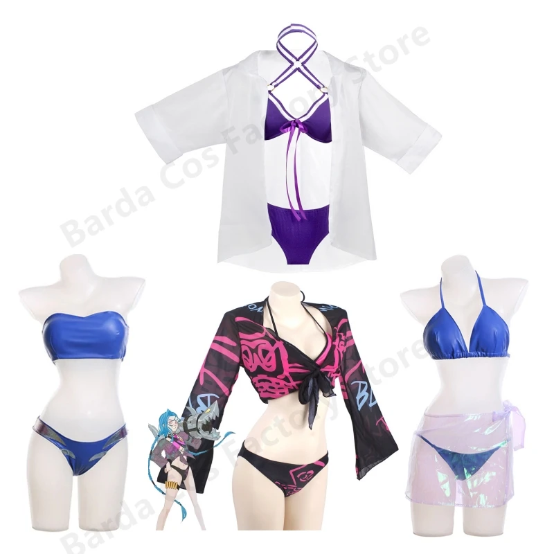 

Game League of Legends Jinx Ahri Akali Caitlyn Cosplay Swimsuit Costume Outfits Halloween Carnival Suit Swimsuit