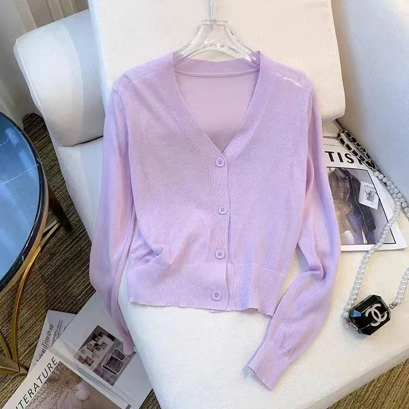 Женский вязаный кардиган с V-образным вырезом из вискозы