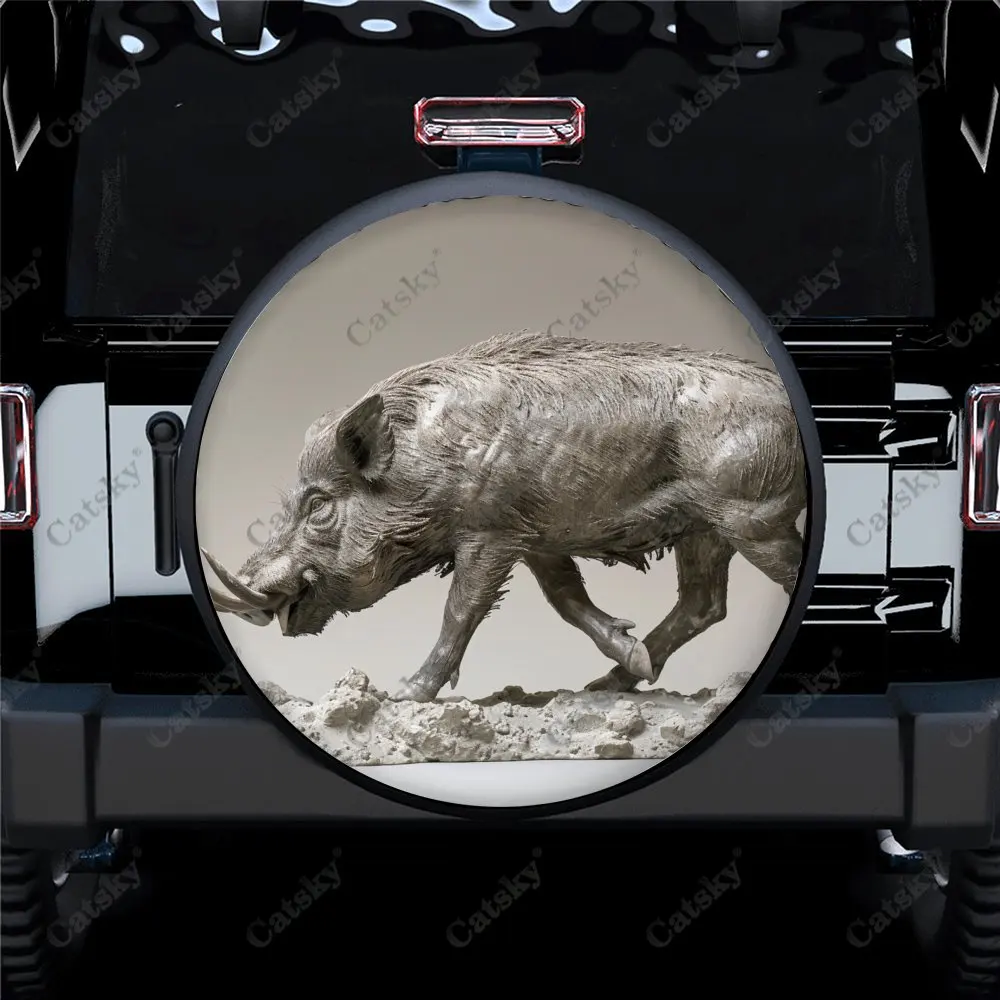 Универсальный автомобильный чехол для запасного колеса с принтом дикого кабана