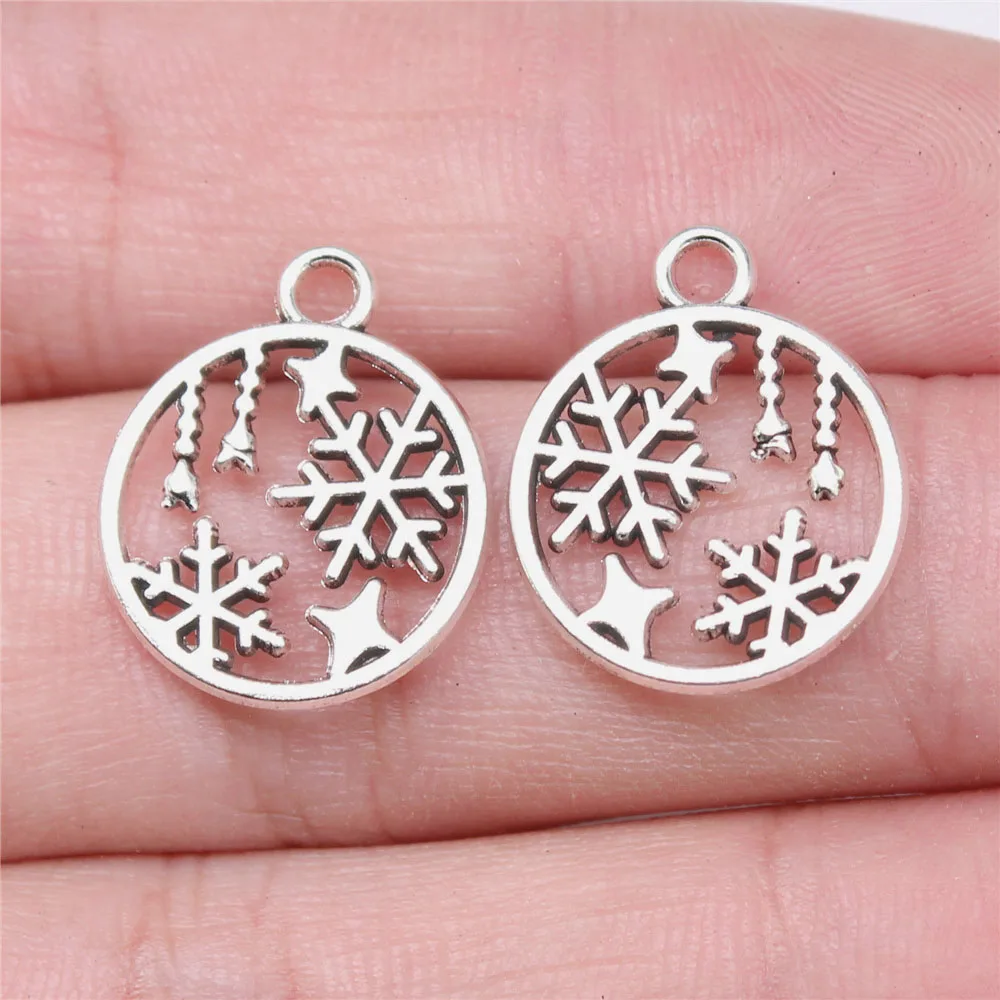 

25pcs 19x16mm Christmas Snow Charms Pendant for Earrings Bracelet Necklace Jewelry Making DIY Jewelry Findings Designer Charms