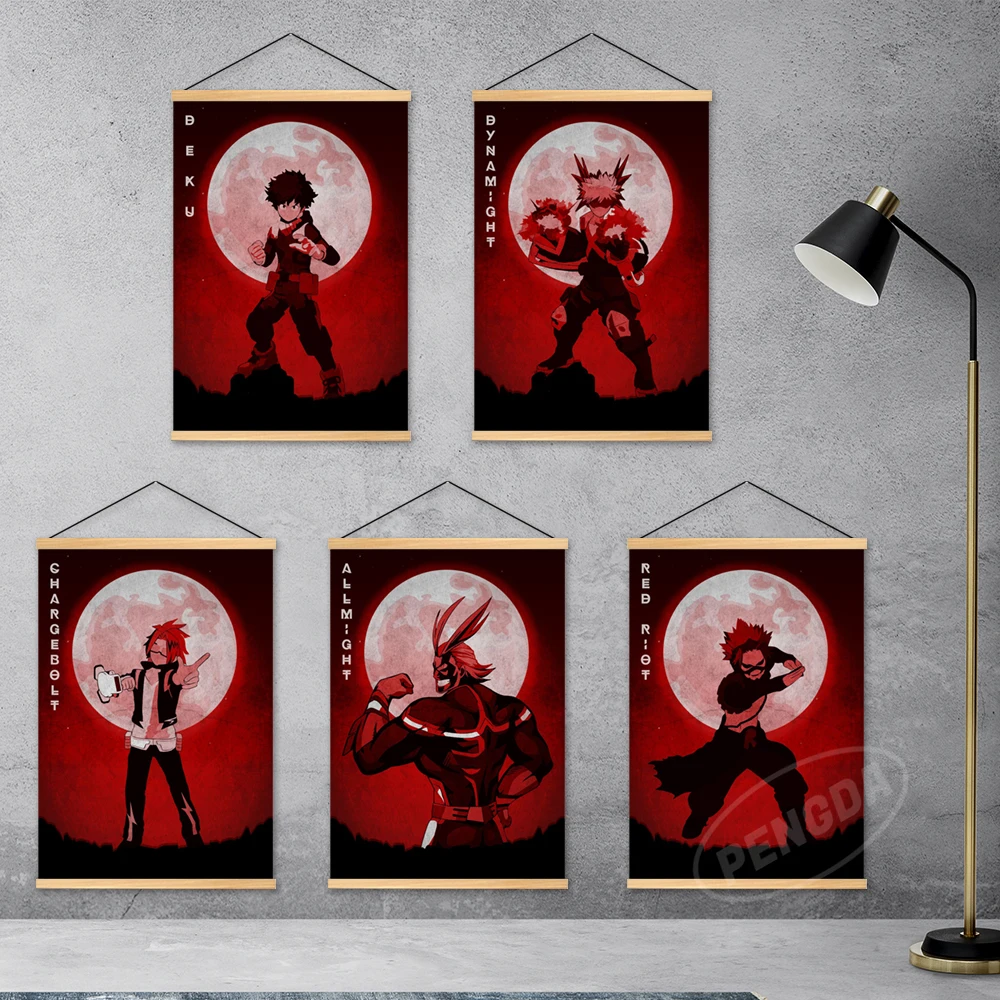 

Home Decor Midoriya Izuku Wall Bakugou Katsuki Art Painting Hanging Wooden Kirishima Eijiro Canvas Anime Print Picture Poster