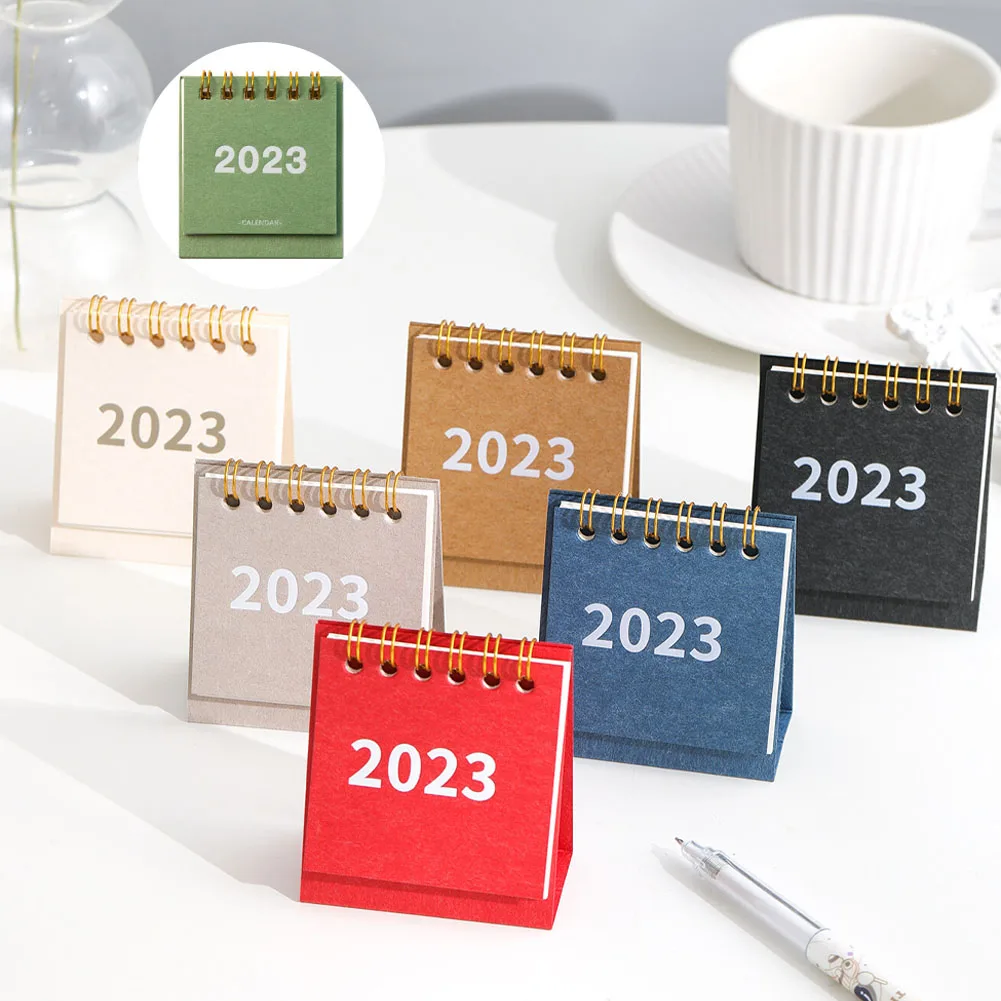

Refreshing Simple Solid Color 2023 Mini Desktop Paper Calendar Dual Daily Scheduler Table Planner Yearly Agenda Organizer Desk