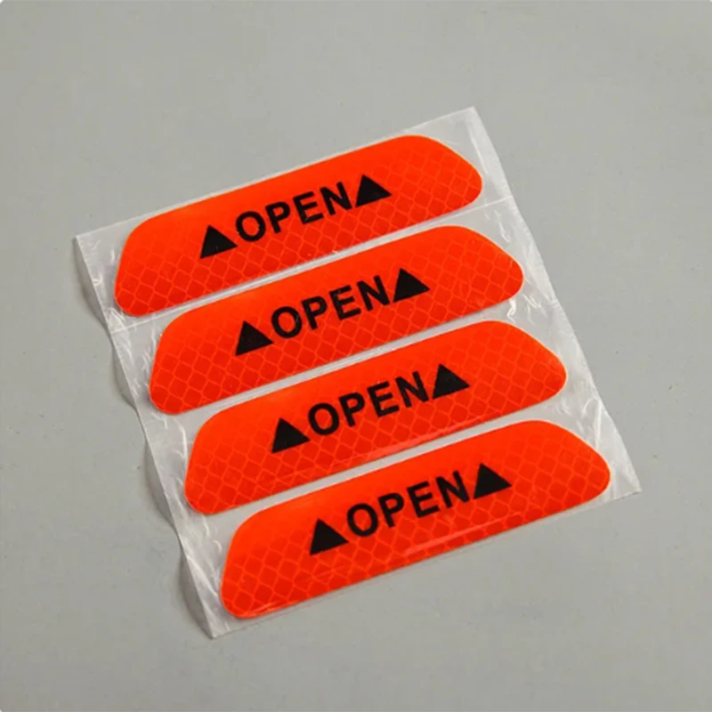 

4 шт./компл. наклейки на дверь автомобиля, универсальный предупреждающий знак безопасности, открытая светоотражающая лента для автоаксессуаров, внешний велосипедный шлем