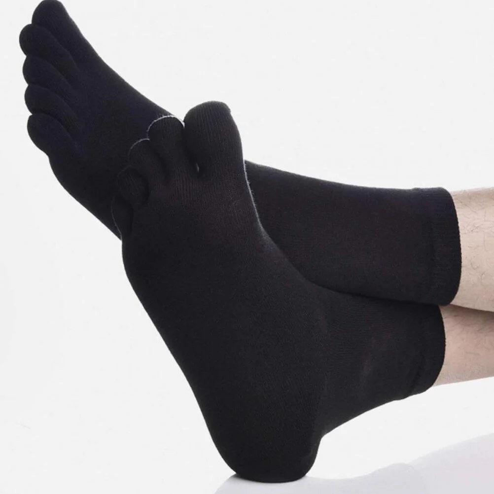 5 Pairs Men's Socks Five-Finger Toe Absorbent Sweat Male Sports Running Simple Calf Stocking