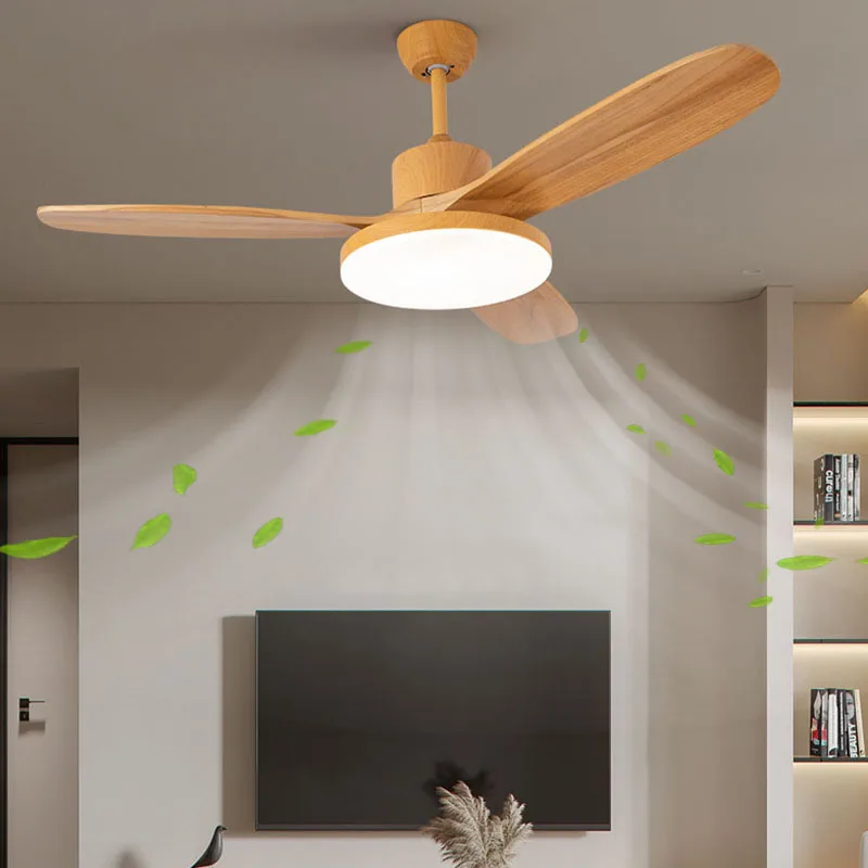 

Modern Simple Wooden Ceiling Fan Light Bedroom Nordic Home Decorations Solid wood 42 52 inch Ceiling Fans Lamp DC Remote Control